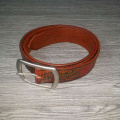 Vintage brown flower & leaf embossed custom men leather belt